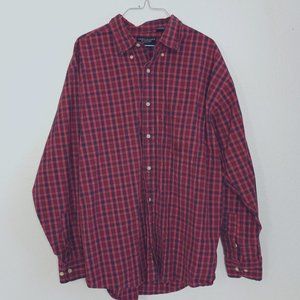 American Eagle Outfitters Red and Black Plaid Button-Down Shirt